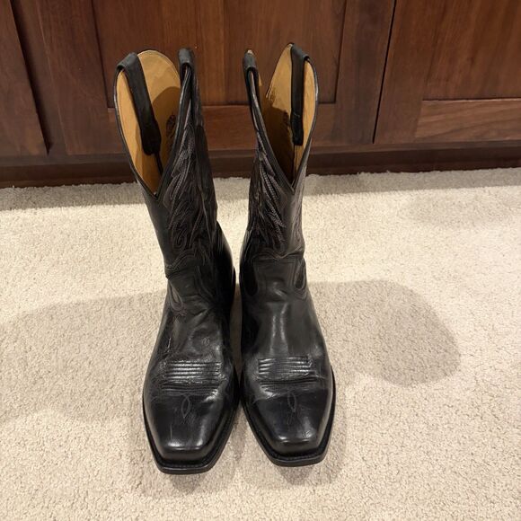 EUC Moonshine Spirit Men\'s Mad Cat Western Black Leather Boots Size 11 D